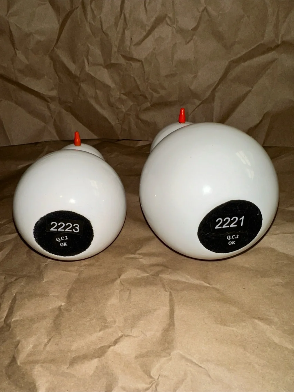 West Elm White glass/Lacquer 5” & 6”Snowman Figurines - Set of 2